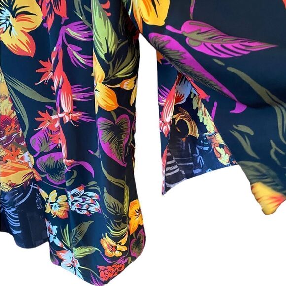 Japanese Designed Reversible Black Yellow Floral Glamorous Kimono Duster Jacket - Picture 8 of 9